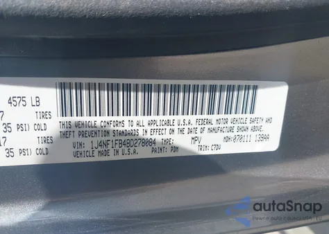 2011 Jeep Compass z USA, uszkodzony, nr VIN 1J4NF1FB4BD278084